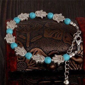 Synthetic Turquoise Bead Palm Bracelet